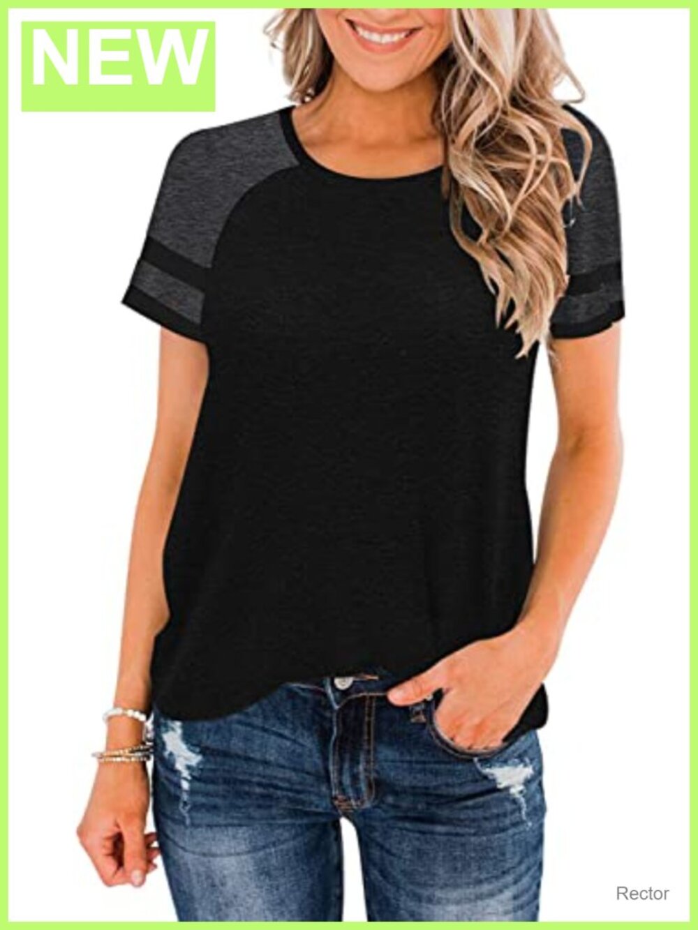 Womens Tunic Top Color Block Crewneck Short Sleeve Loose Fit Workout Tee